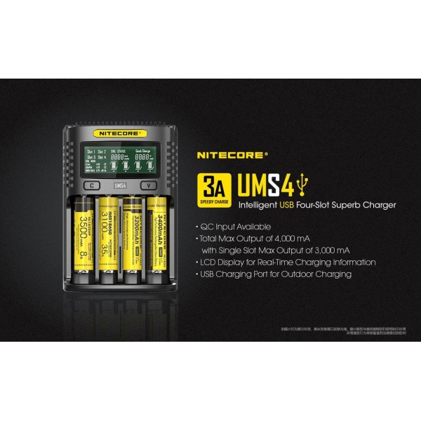 Nitecore UMS4 Intelligent USB Four-Slot Superb Charger