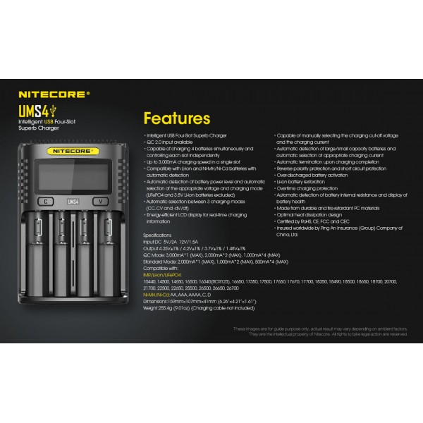 Nitecore UMS4 Intelligent USB Four-Slot Superb Charger