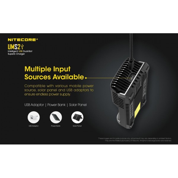 Nitecore UMS2 Intelligent USB Dual-Slot Superb Charger