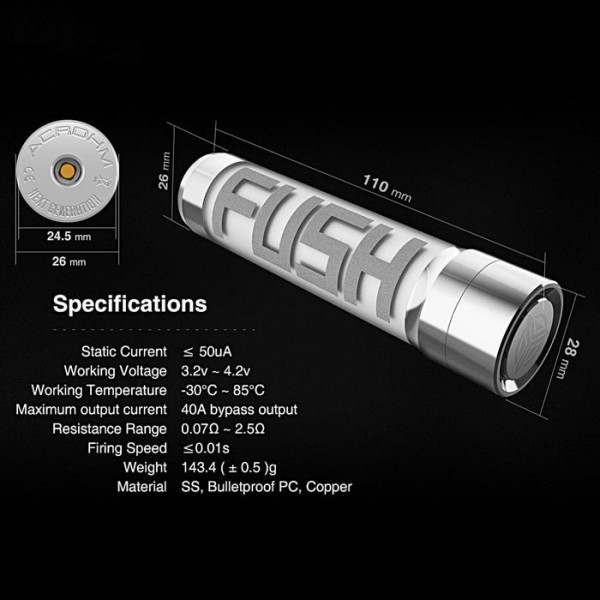 Acrohm FUSH Semi-Mechanical Tube Mod - Clearance